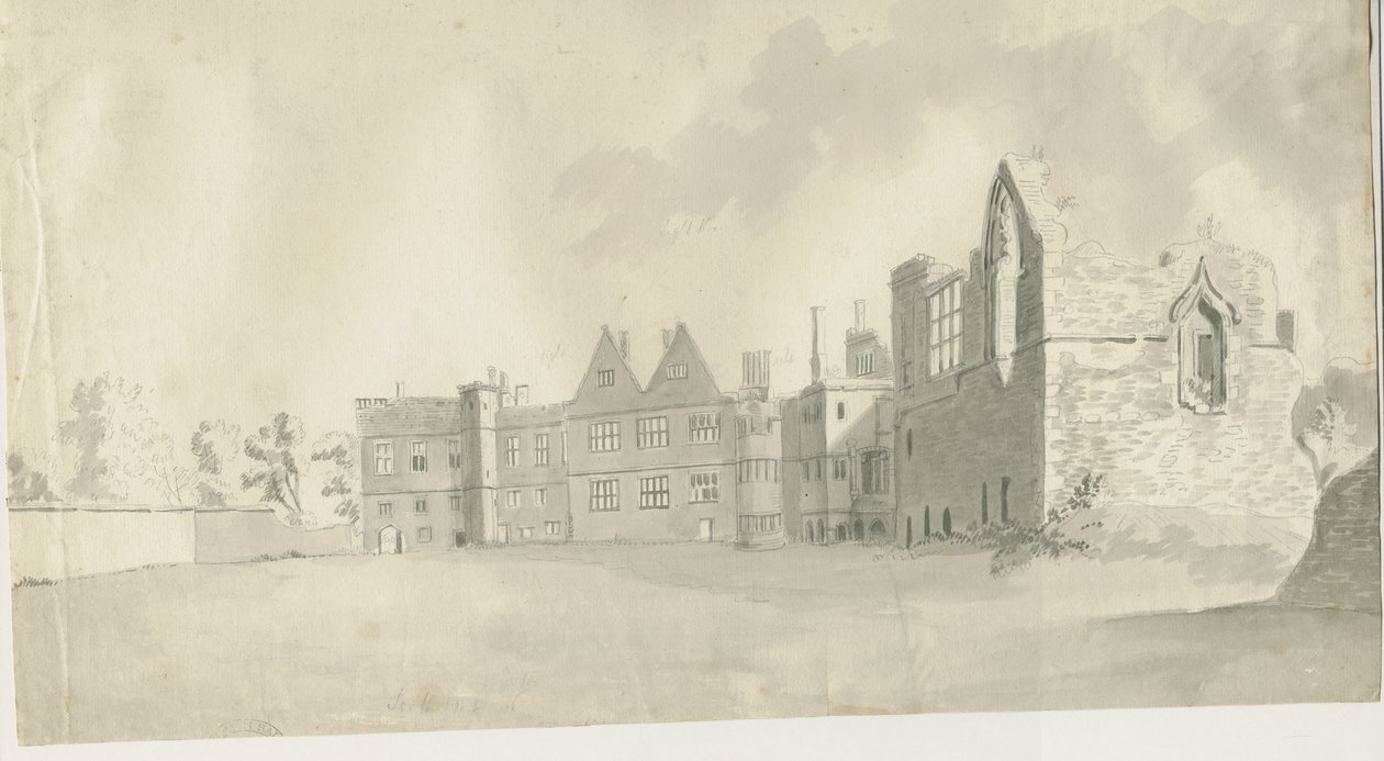 Castelo de Dudley - The Keep: desenho em sépia, nd [c 1790] de Unbekannt