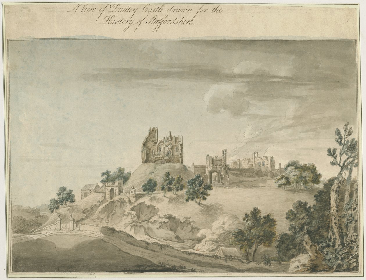 Castelo Dudley: pintura em aquarela, séc. XVIII de Unbekannt