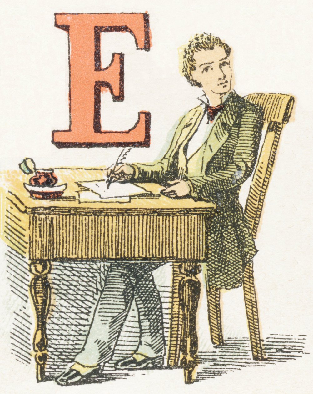 E - Ecrivain - Alfabeto Infantil, Edições Gordinne 1920 (gravura) de Unbekannt
