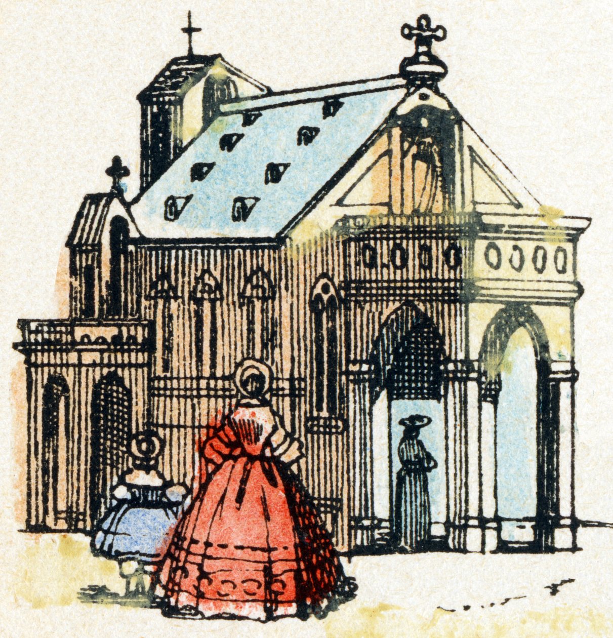 E - Eglise - Alfabeto - entretenimento infantil - Imagem epinal, série popular c.1890 (ilustração) de Unbekannt