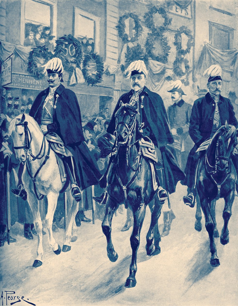 Eduardo VII no cortejo fúnebre da Rainha Vitória de Unbekannter Künstler