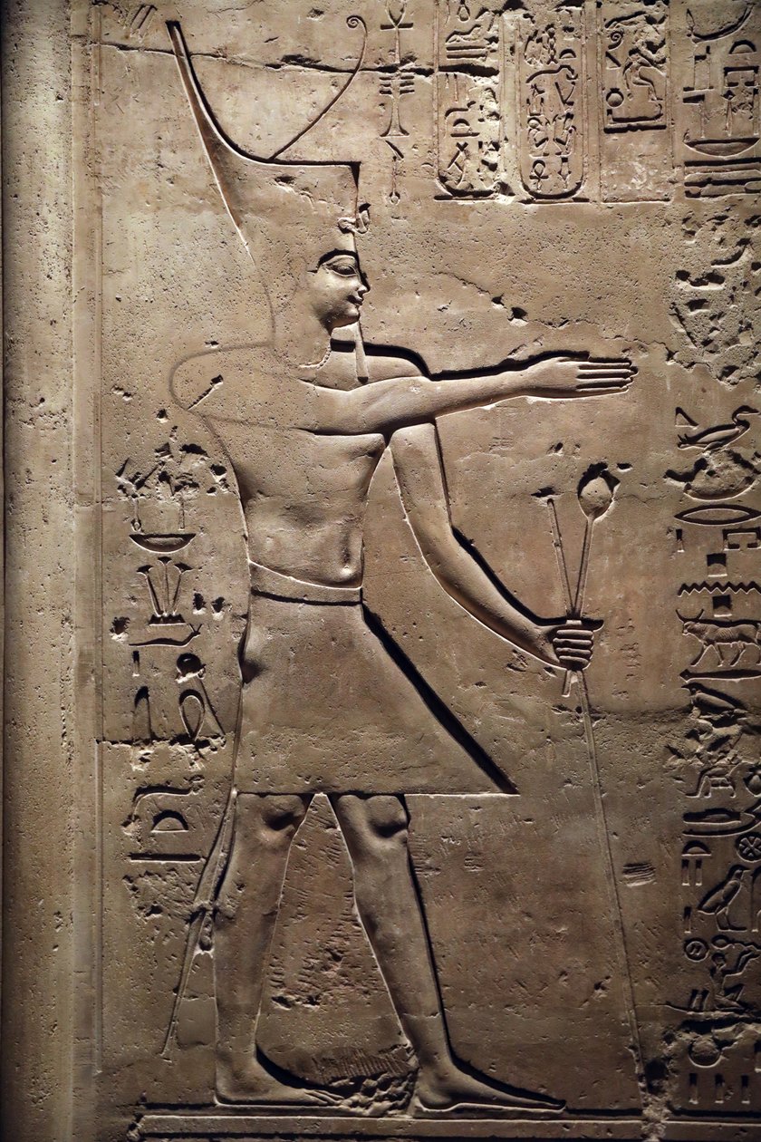 Egito, Medamud, porta do templo de Montu, Detalhe, 221-205 a.C. de Unbekannter Künstler