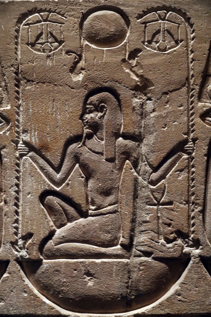 Egito, Medamud, porta do templo Montu, detalhe 221-205 a.C. de Unbekannter Künstler