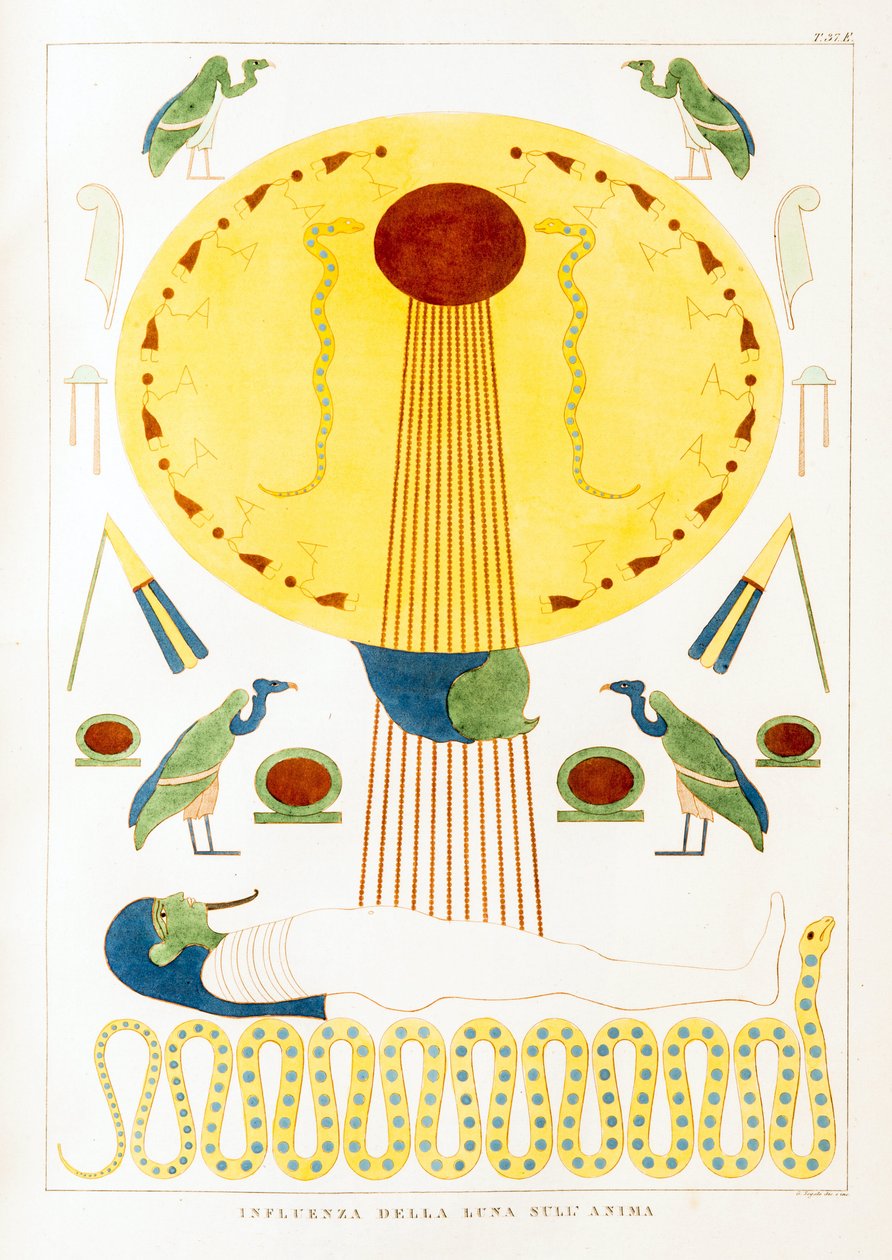 Antiguidade egípcia: influência da lua na alma - Ilustração do Atlas do Egito de Unbekannt
