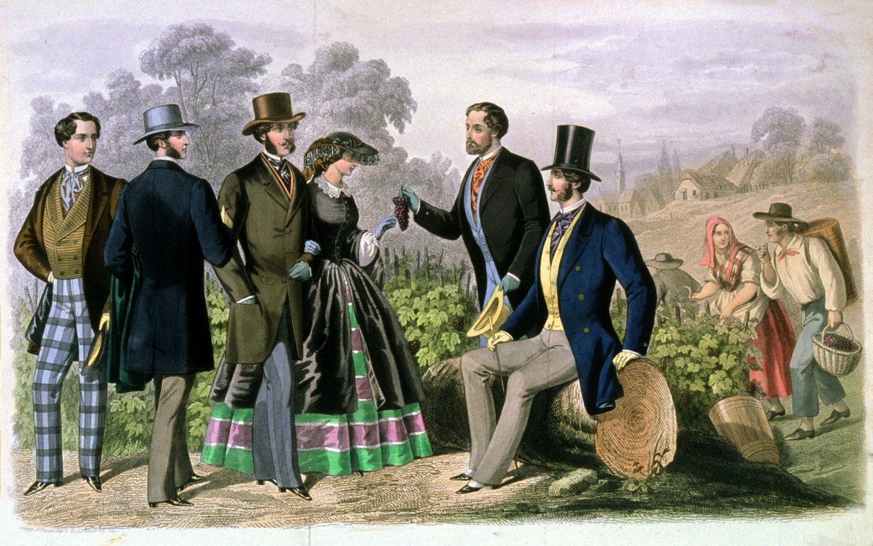 Sociedade elegante nas vindimas, c.1860-1870 (gravura) de Unbekannter Künstler