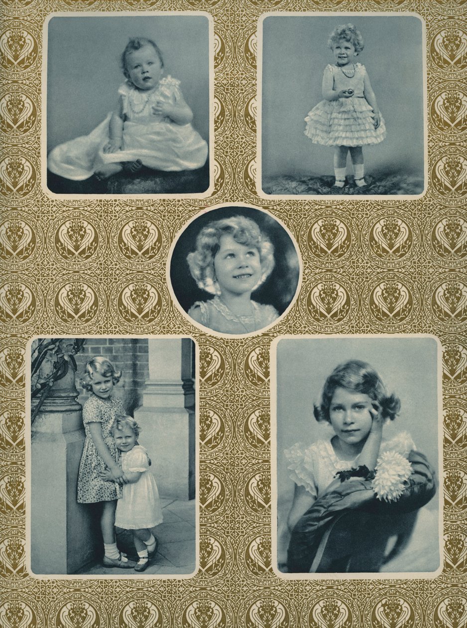 Elizabeth II e a Princesa Margaret quando crianças (foto a p/b) de Unbekannter Künstler