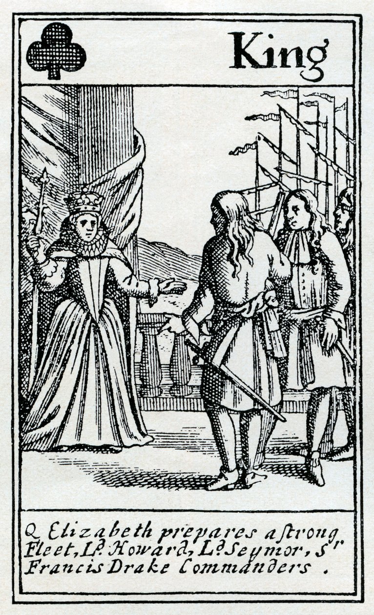 Elizabeth perante a Armada espanhola (gravura) de Unbekannter Künstler