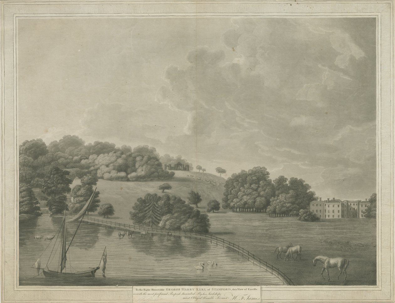 Enville Hall: gravura em água-tinta, sd [ Séc. XIX] de Unbekannt