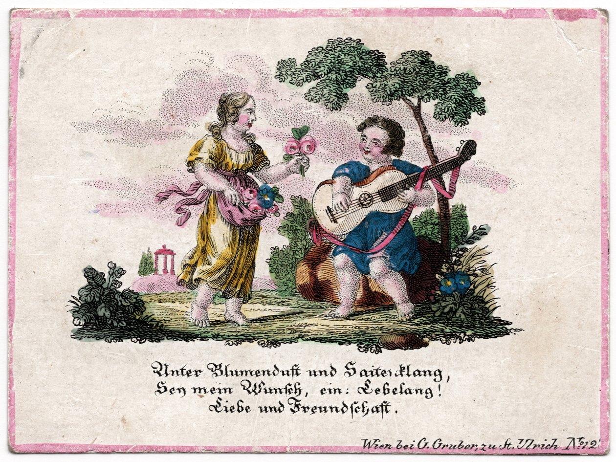 Efémera aroma floral e som de cordel, Viena, c.1820 (gravura) de Unbekannter Künstler