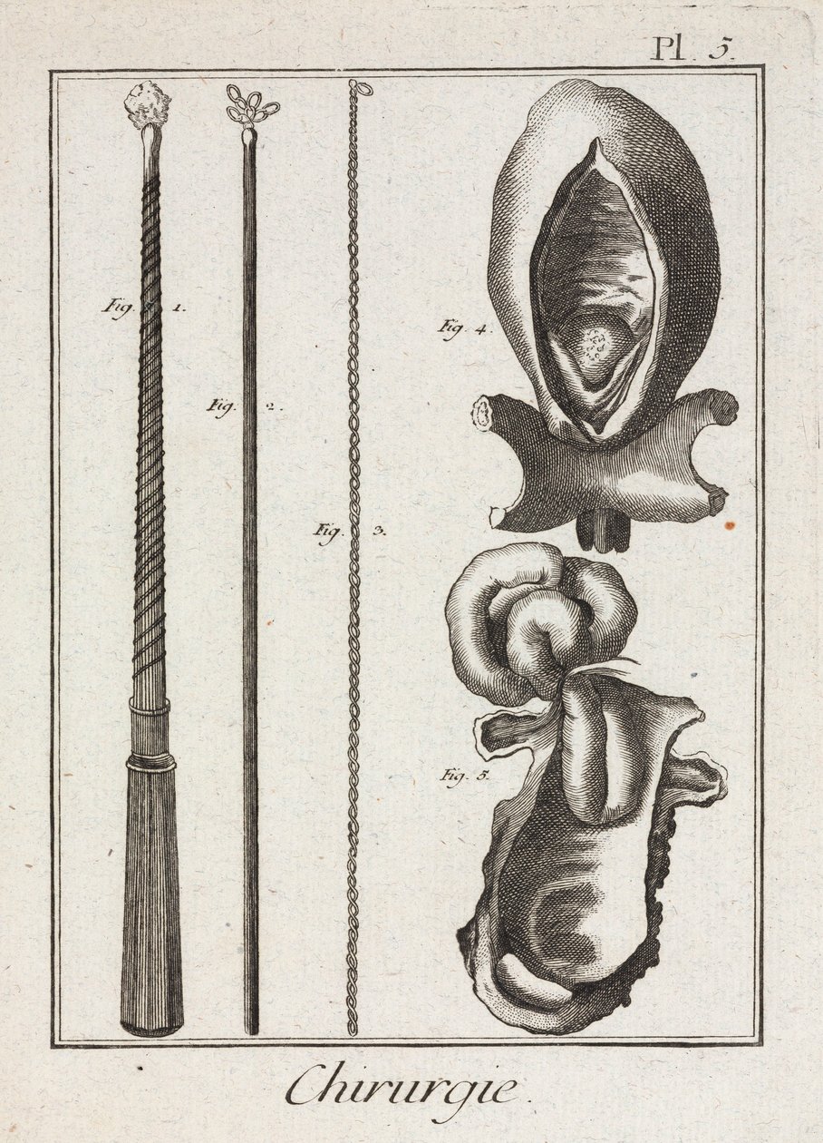 Equipamentos, instrumentos cirúrgicos modernos e diagramas de partes do corpo de Unbekannt