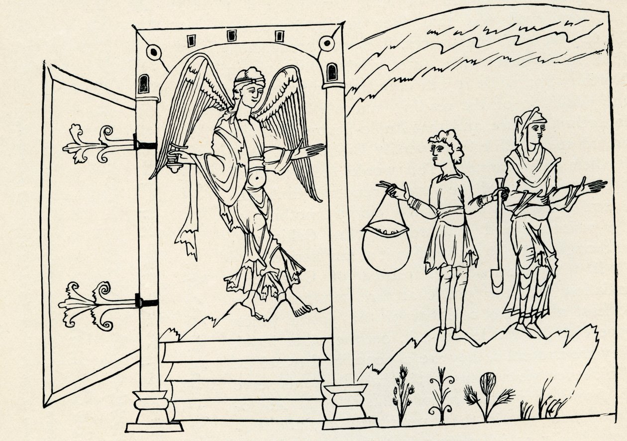 Expulsão de Adão e Eva do Paraíso (gravura) de Unbekannter Künstler