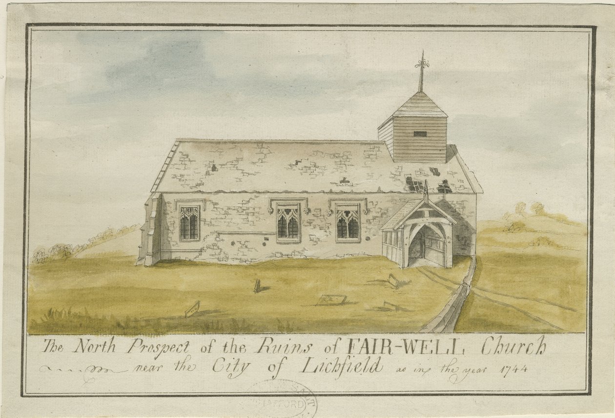 Igreja do adeus: desenho a caneta colorida, 1744 de Unbekannt