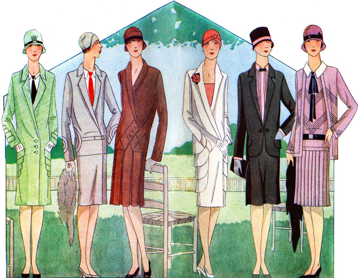 Moda: casacos e fatos na primavera de 1928 de Unbekannter Künstler