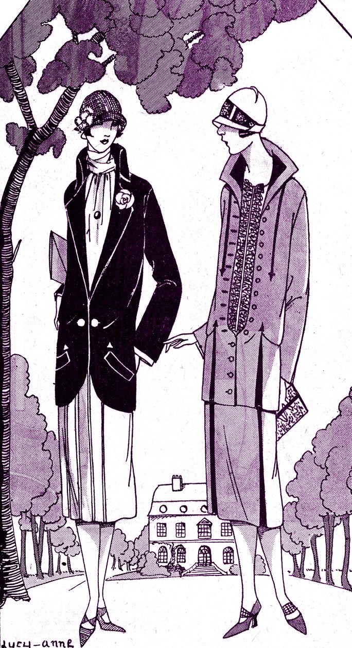 Moda: vestidos de dia / fatos em maio de 1925 de Unbekannter Künstler