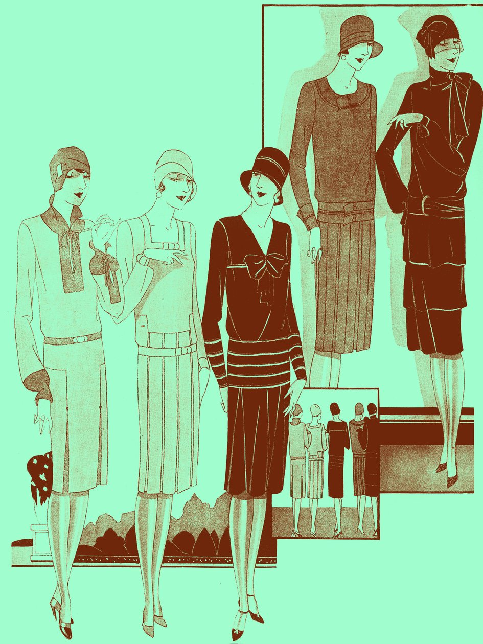 Moda: vestidos para a primavera de 1928 de Unbekannter Künstler