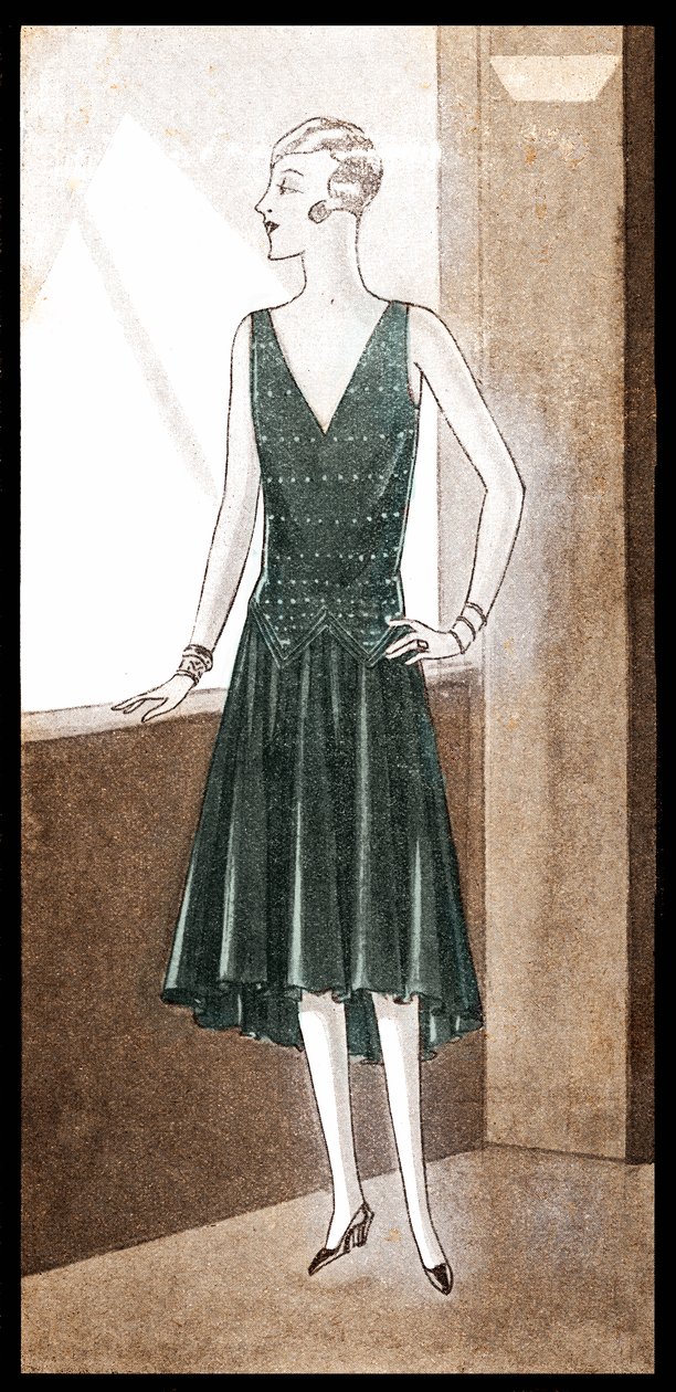 Moda: vestido de noite na primavera de 1928 de Unbekannter Künstler