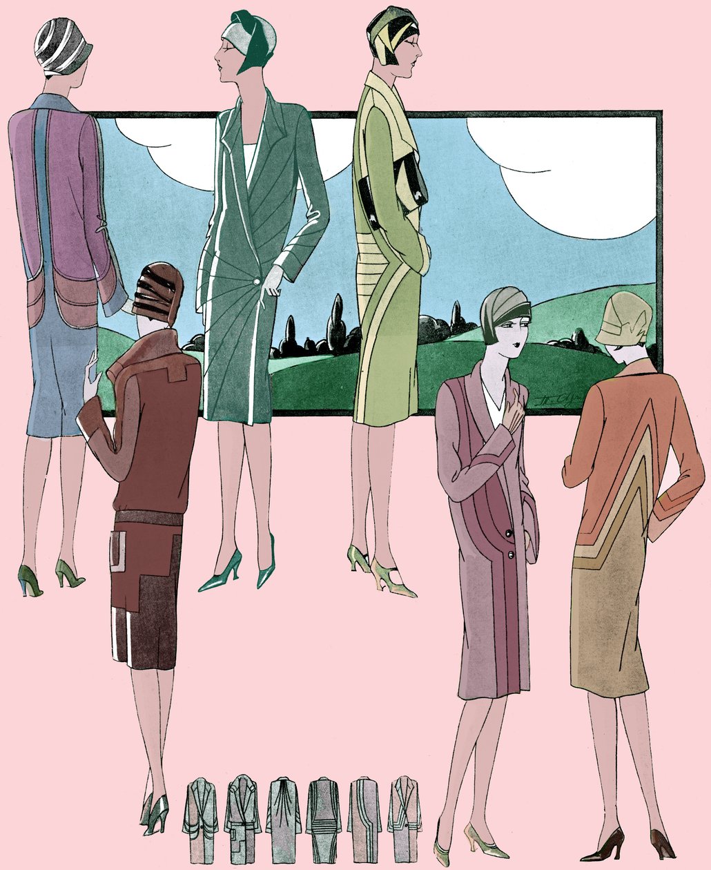 Moda: casacos leves na primavera de 1928 de Unbekannter Künstler