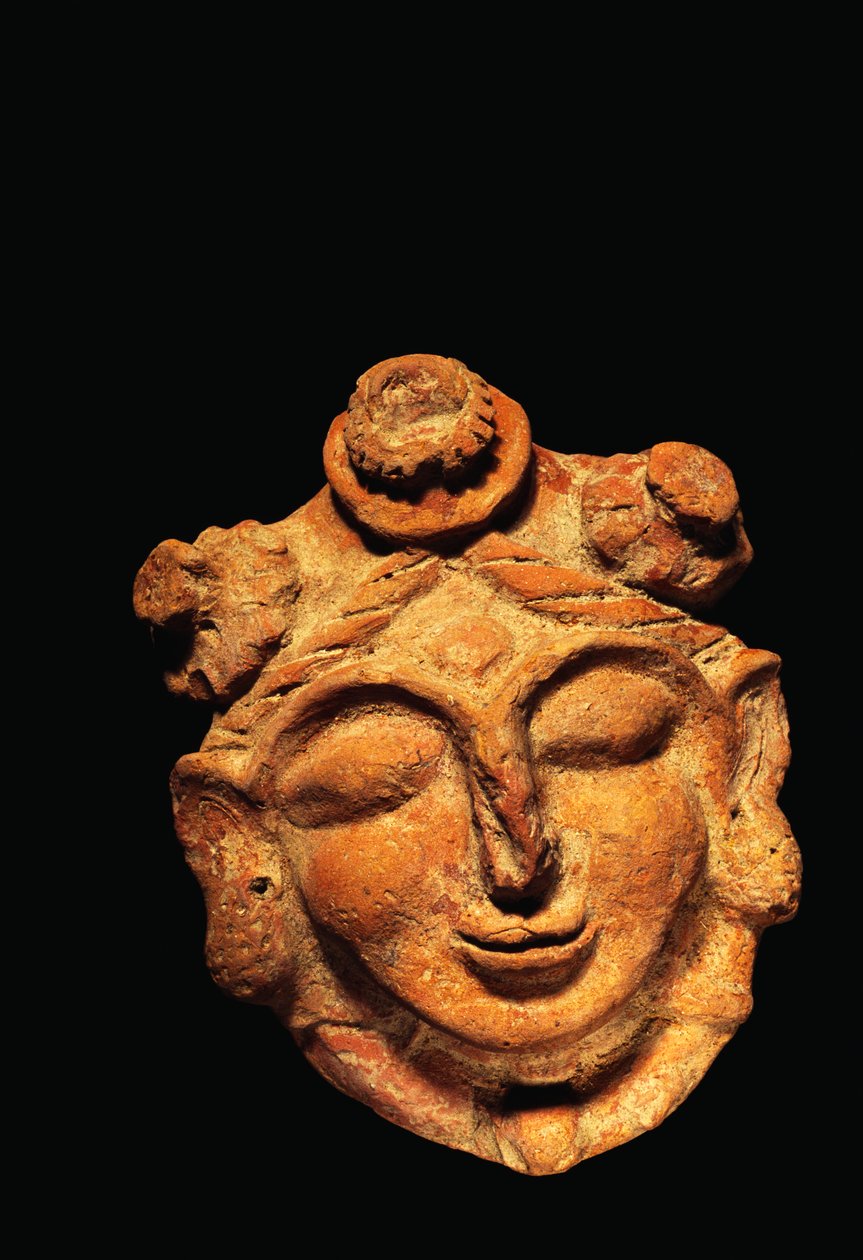 Cabeça de mulher em terracota, Haryana, período gupta, século V d.C. de Unbekannter Künstler