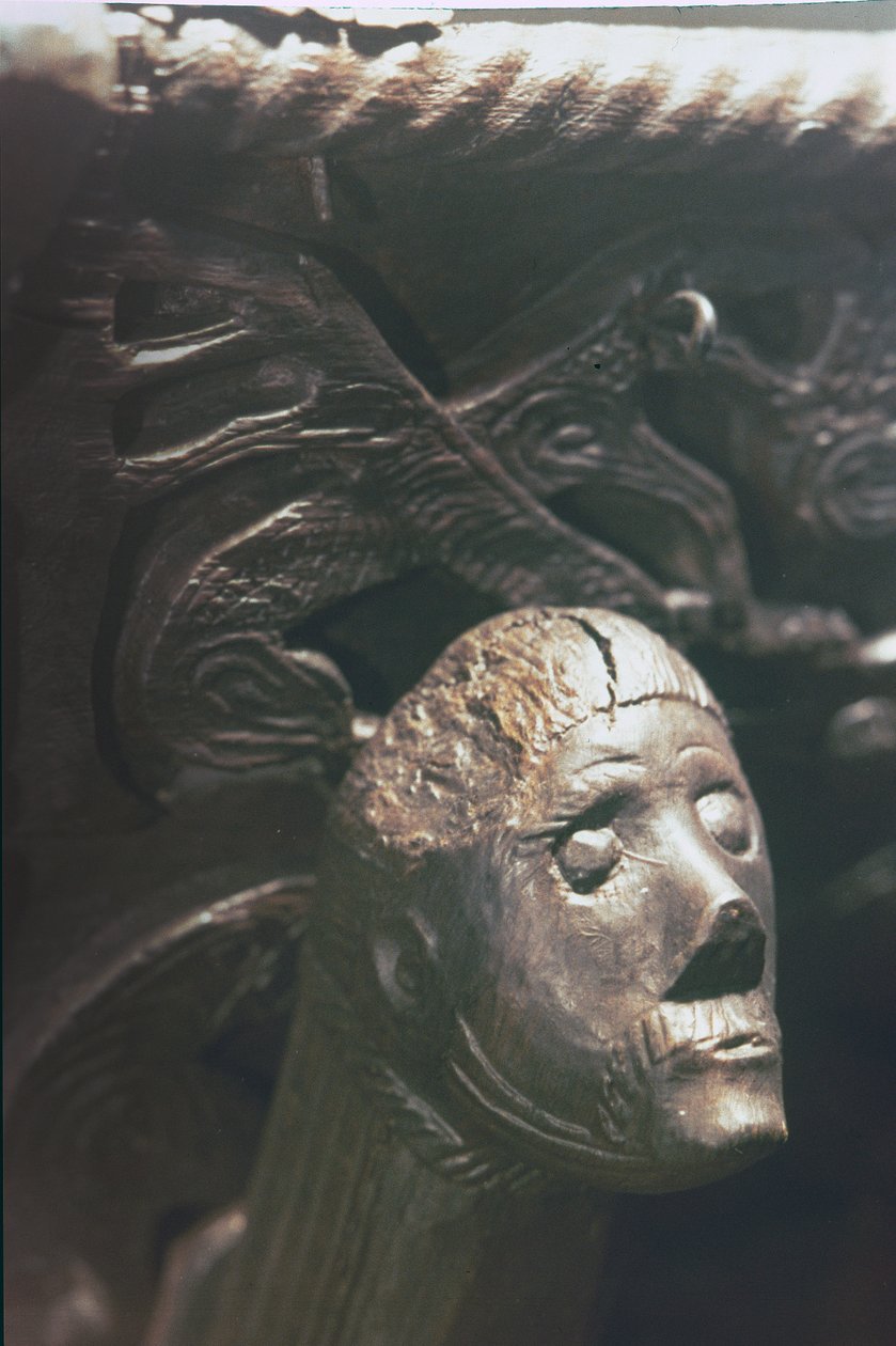 Cabeça de figura de um navio Viking Longship, século IX (madeira) de Unbekannt