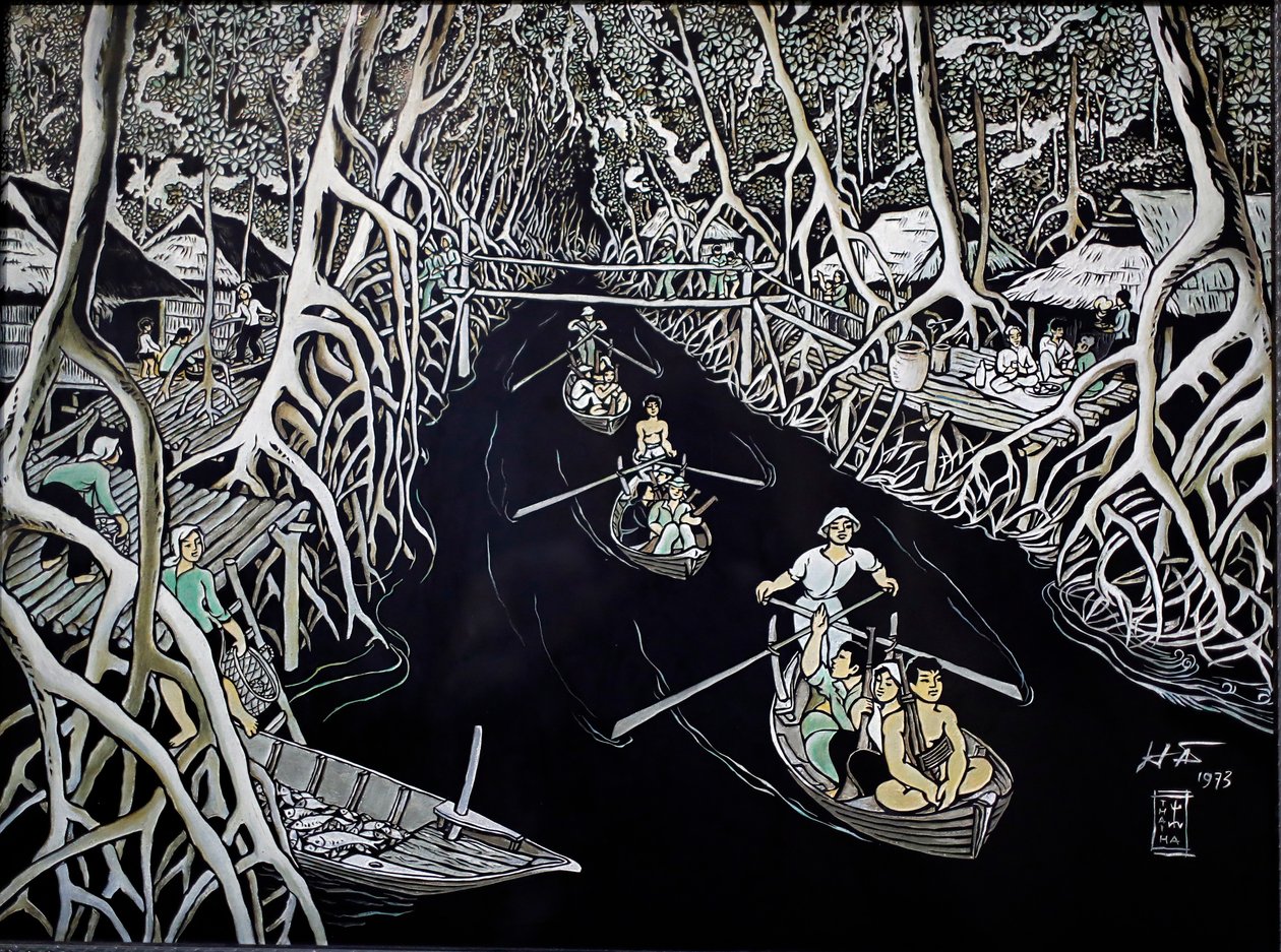 Museu de Belas Artes, Ca Mau Guerrillas By Thai Ha, Gravura em Verniz, Cidade de Ho Chi Minh, Vietnã, 2018 de Josef Eberz