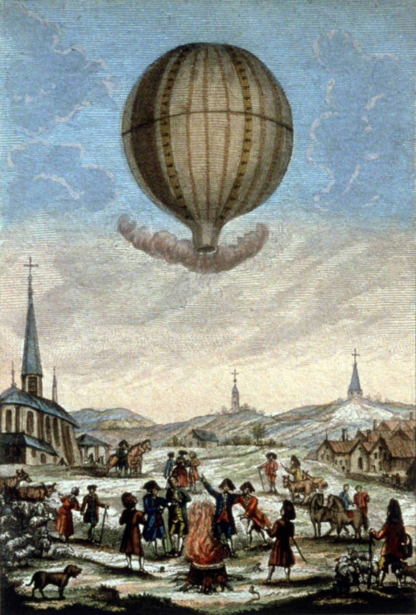 Primeira subida de um balão Montgolfier em Annonay de Unbekannter Künstler