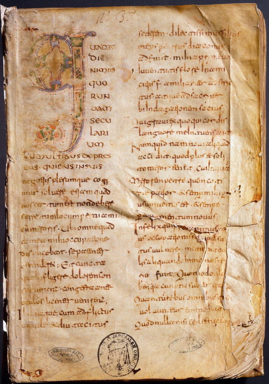 Primeira página de "Os Diálogos" de Gregoire I o Grande (manuscrito) de Unbekannter Künstler