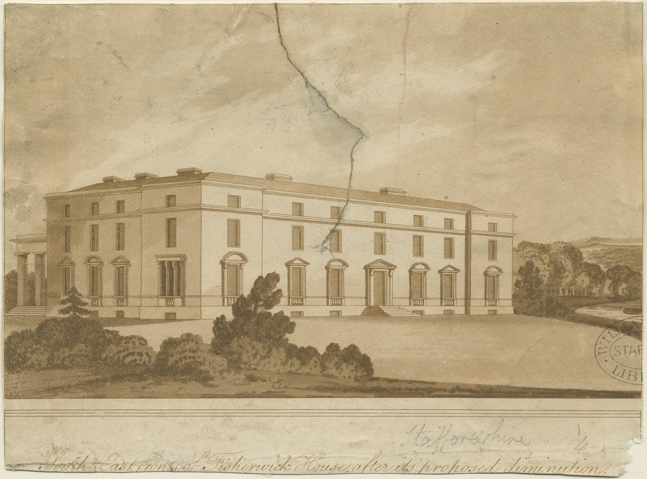 Fisherwick Hall: gravura em aquatinta, nº [ 19th cent] de Unbekannt