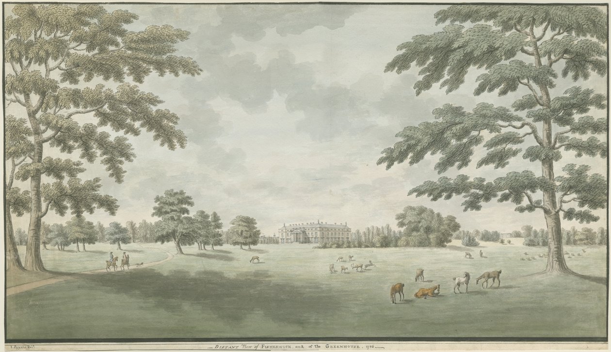 Fisherwick Hall: desenho de cor de água, 1786 de Unbekannt