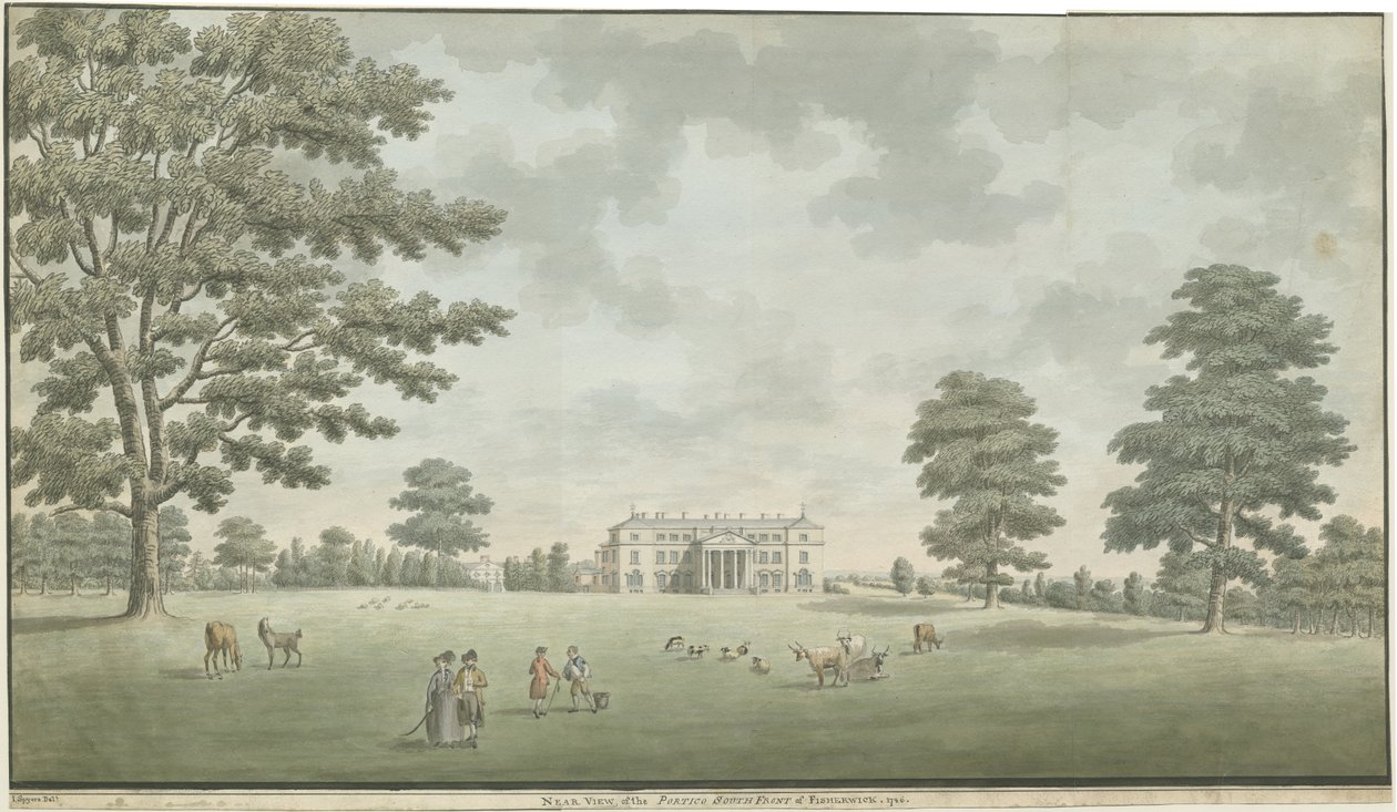 Fisherwick Hall: pintura em aquarela, 1786 de Unbekannt