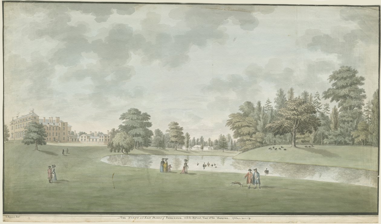 Fisherwick Hall: pintura em aquarela, 1786 de Unbekannt