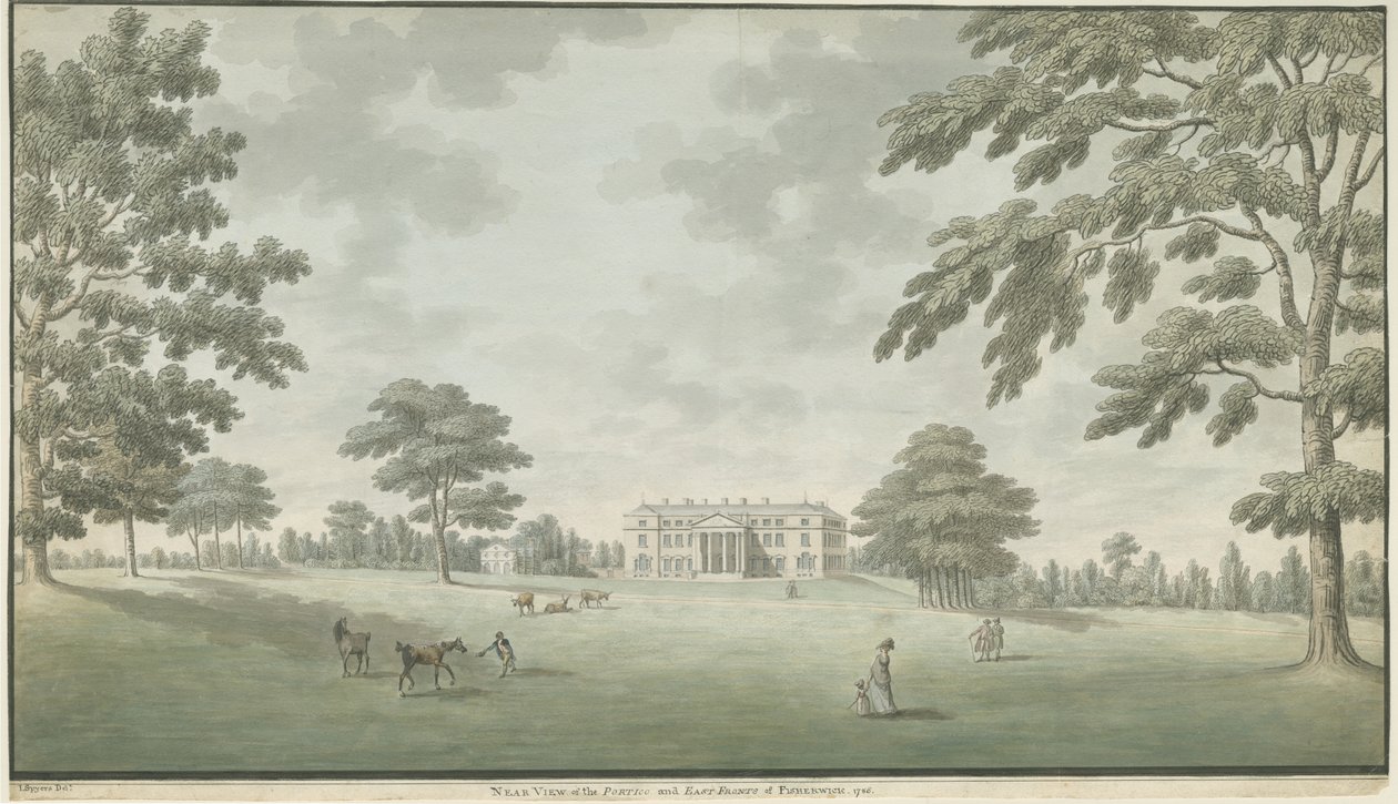 Fisherwick Hall: pintura em aquarela, 1786 de Unbekannt