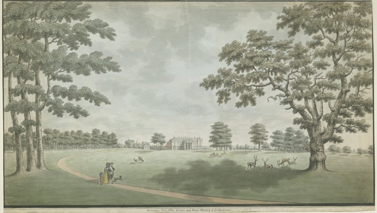 Fisherwick Hall: pintura em aquarela, nd [1786] de Unbekannt