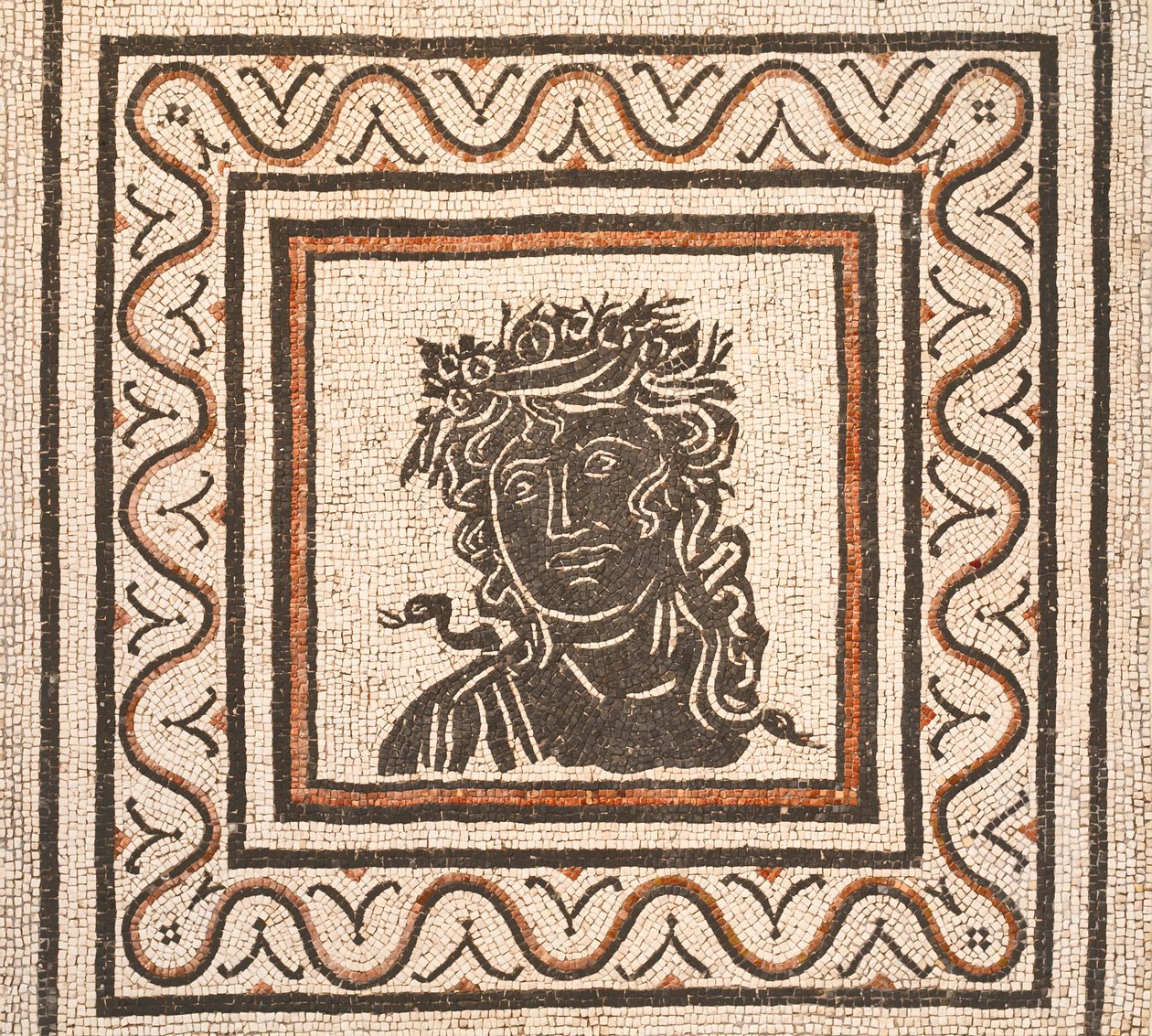 Mosaico de chão com a imagem de uma estação no centro, século III d.C., museu nacional de Roma (museo nazionale romano), Roma, Itália de Unbekannter Künstler