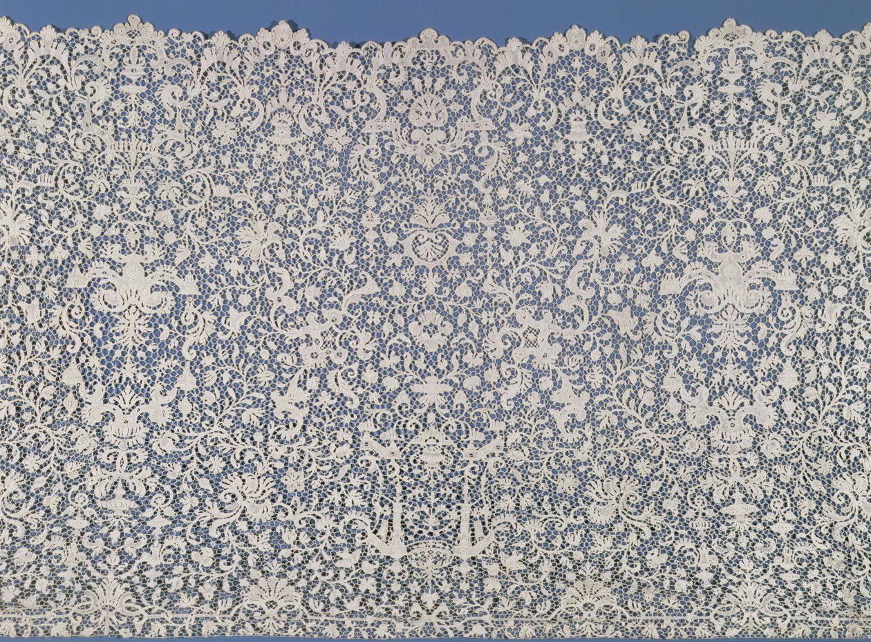 Folho de renda guipura, francês, c.1700 (linho, linha) de Unbekannt