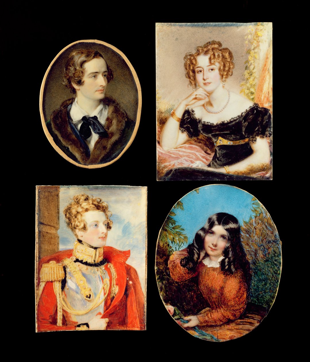 Quatro miniaturas de retrato (aguarela sobre marfim) de Unbekannt