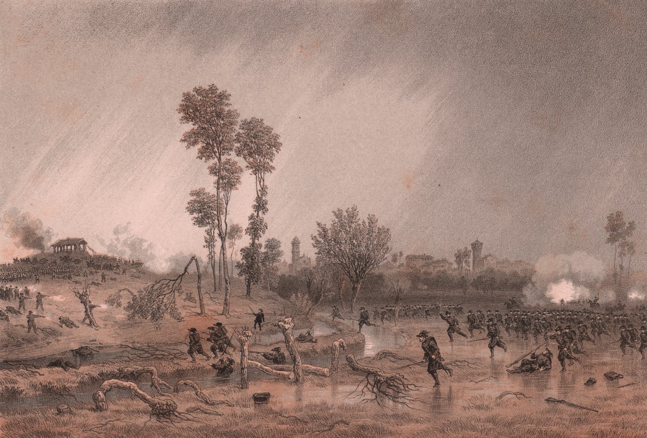 Quarta Divisão Piemontesa do General Cialdini durante ataque da Batalha da Palestina, Lombardia de William M. Timlin