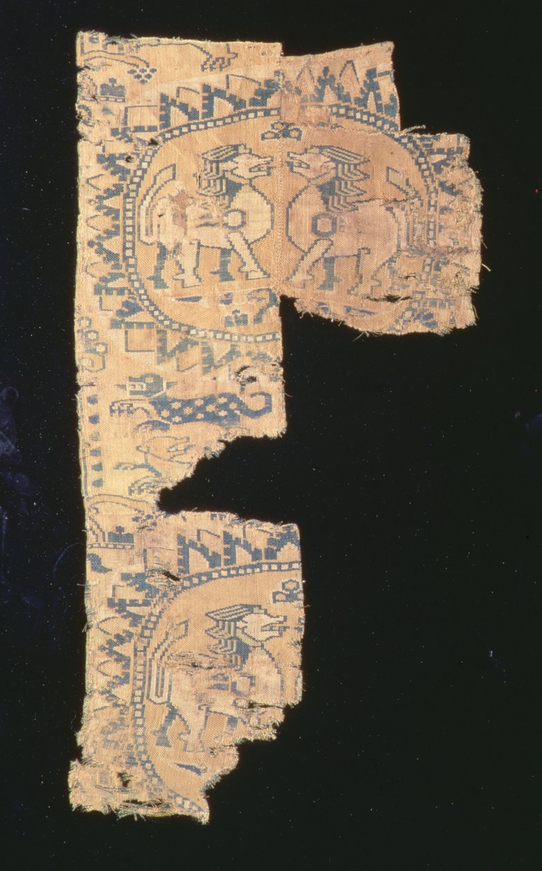 Fragmento de candeeiros de linho e seda, Ásia Central de Benjamin Baud