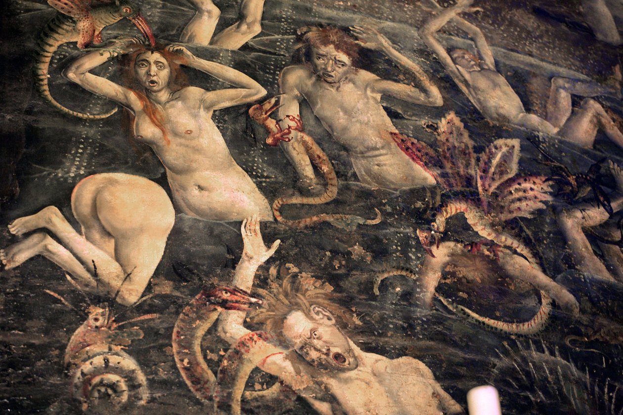 França, Tarn, Albi, Cathedrale Sainte-Cecile, afresco do Juízo Final, - (1474- fim do século XV), a descida ao submundo, detalhe de Unbekannt