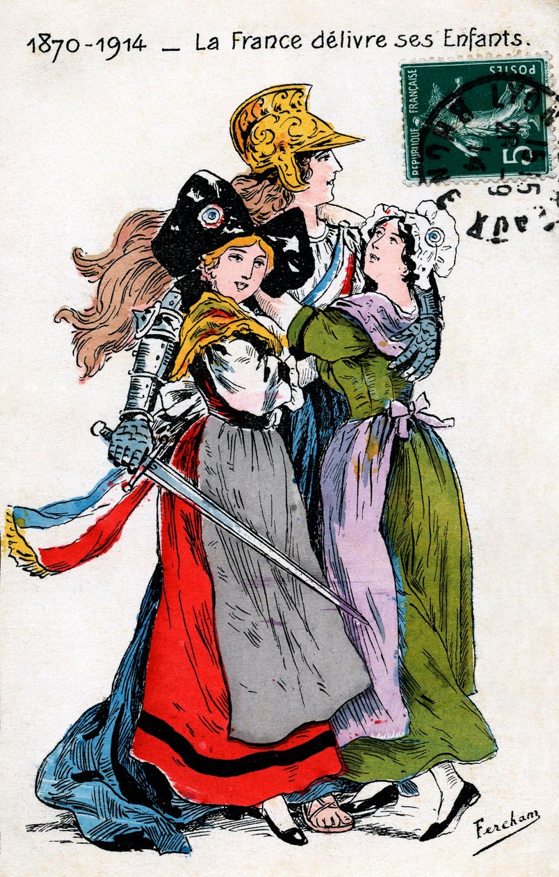 França entrega seus filhos (Alsácia e Mosela, Lorena), cartão postal de Fercham de Unbekannt