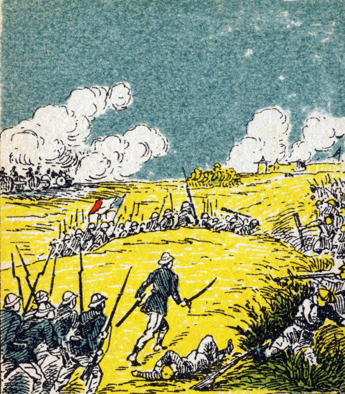 França para Tonkin. Gravura em "Histoire de France". Série de imagens publicitárias publicadas em nome de Louit, 24 rue d