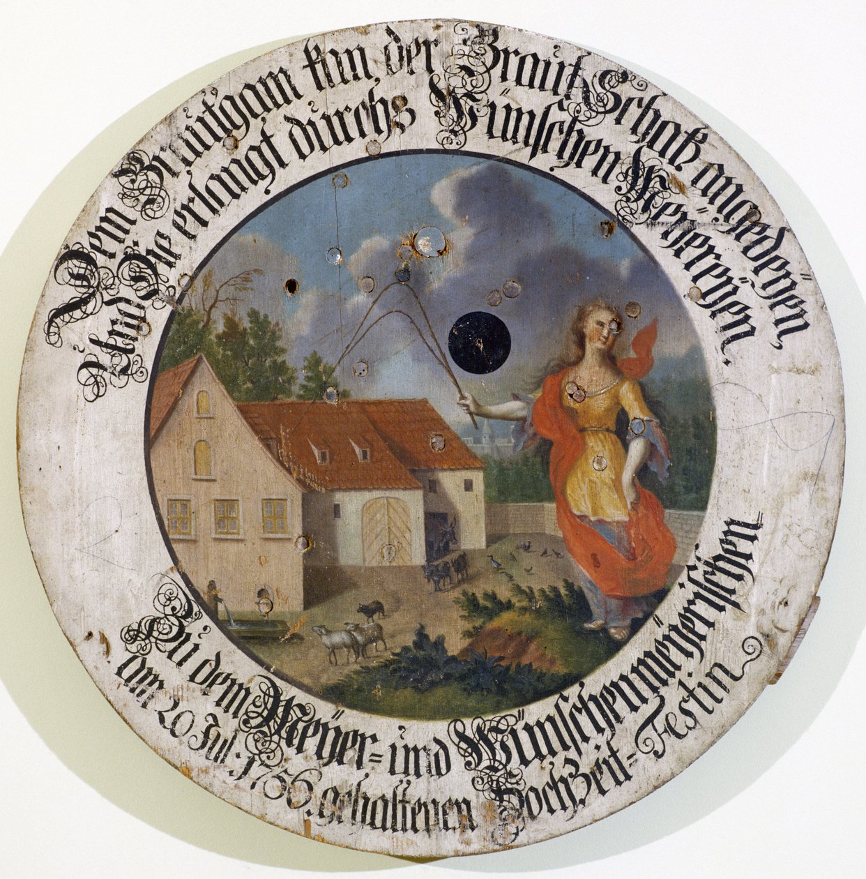 Museu Franconiano Feuchtwangen Middle Franconian Baviera Alemanha artilheiro alvo de casamentos de 1756 com a deusa Fortune de Unbekannt