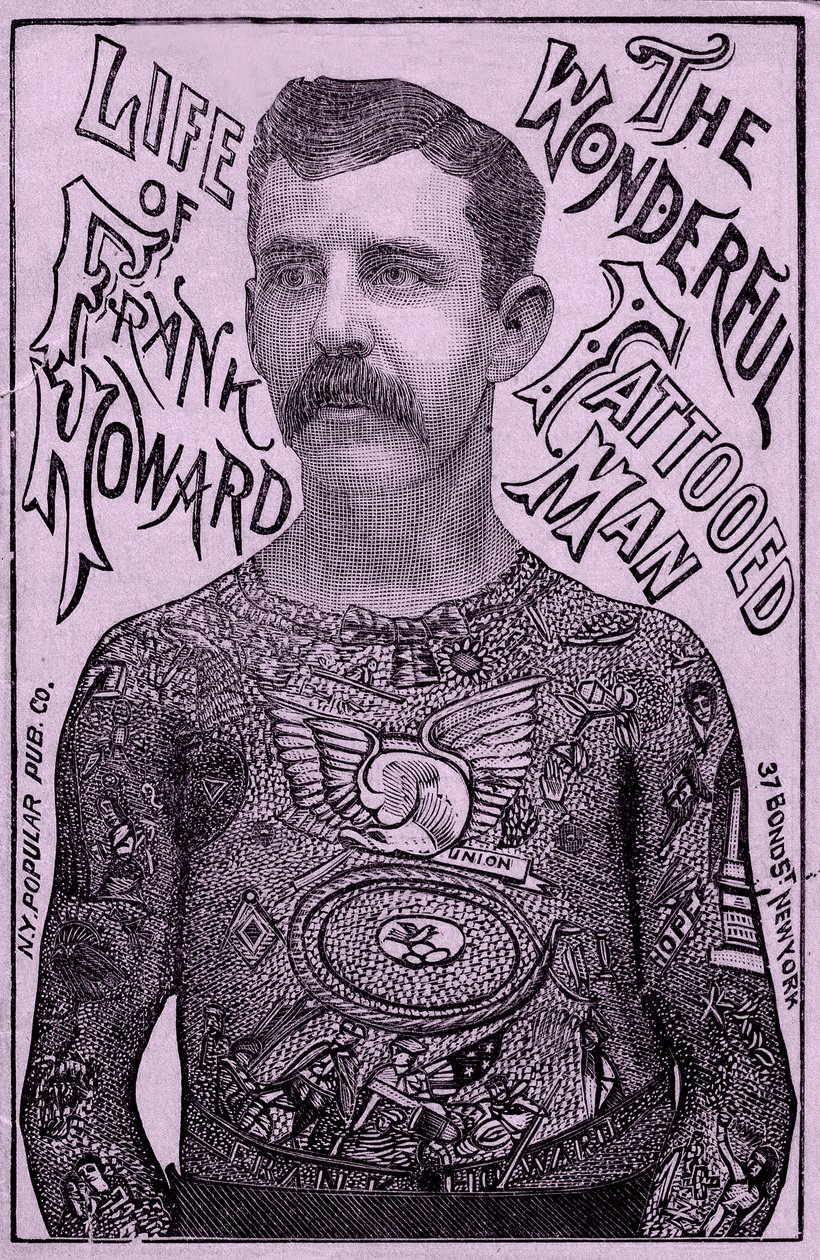 Frank Howard, o Homem Maravilhoso tatuado, c.1900 (cor litho) de Unbekannt
