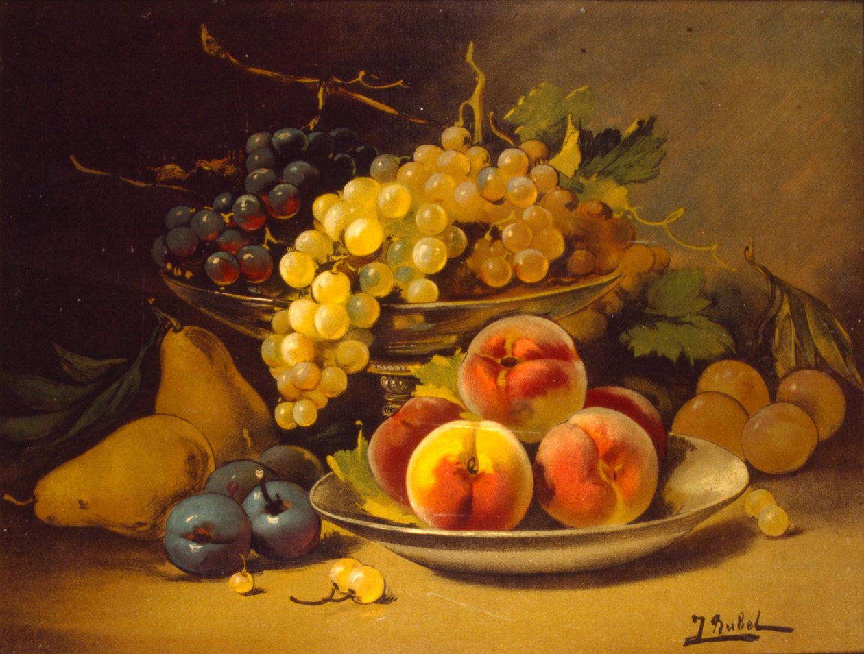 Pintura de natureza morta francesa do século XIX. Artista desconhecido). aprox. 1870 de Unbekannter Künstler