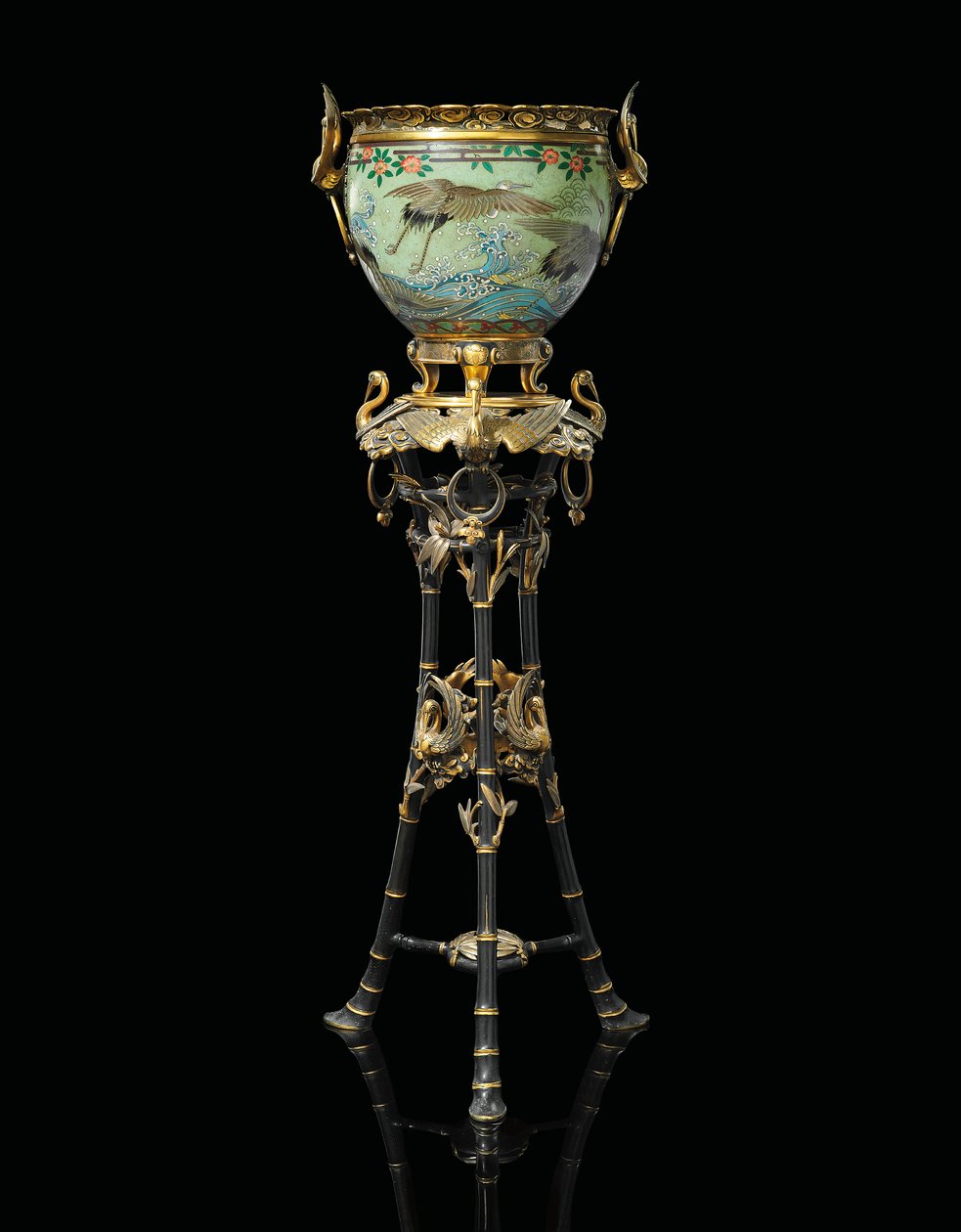 "Japonisme" francês Jardiniere-on-Stand, 1874 de Unbekannt