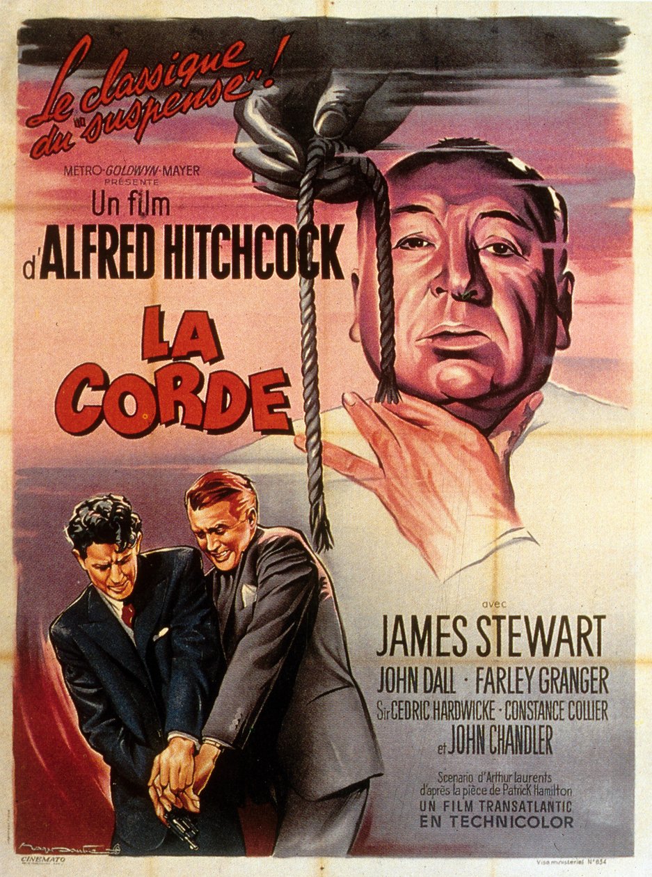 Cartaz francês para o filme Rope dirigido por Alfred Hitchcock com Jimmy Stewart, John Dall e Farley Granger 1948 de Unbekannt