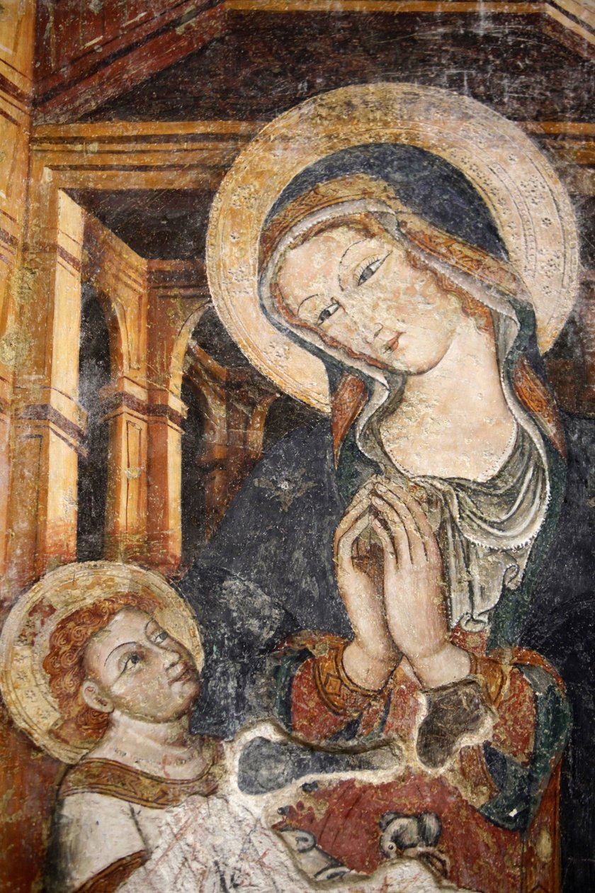 Fresco em Otranto duomo : Virgem e criança do século XIII, Otranto, Itália de Unbekannt