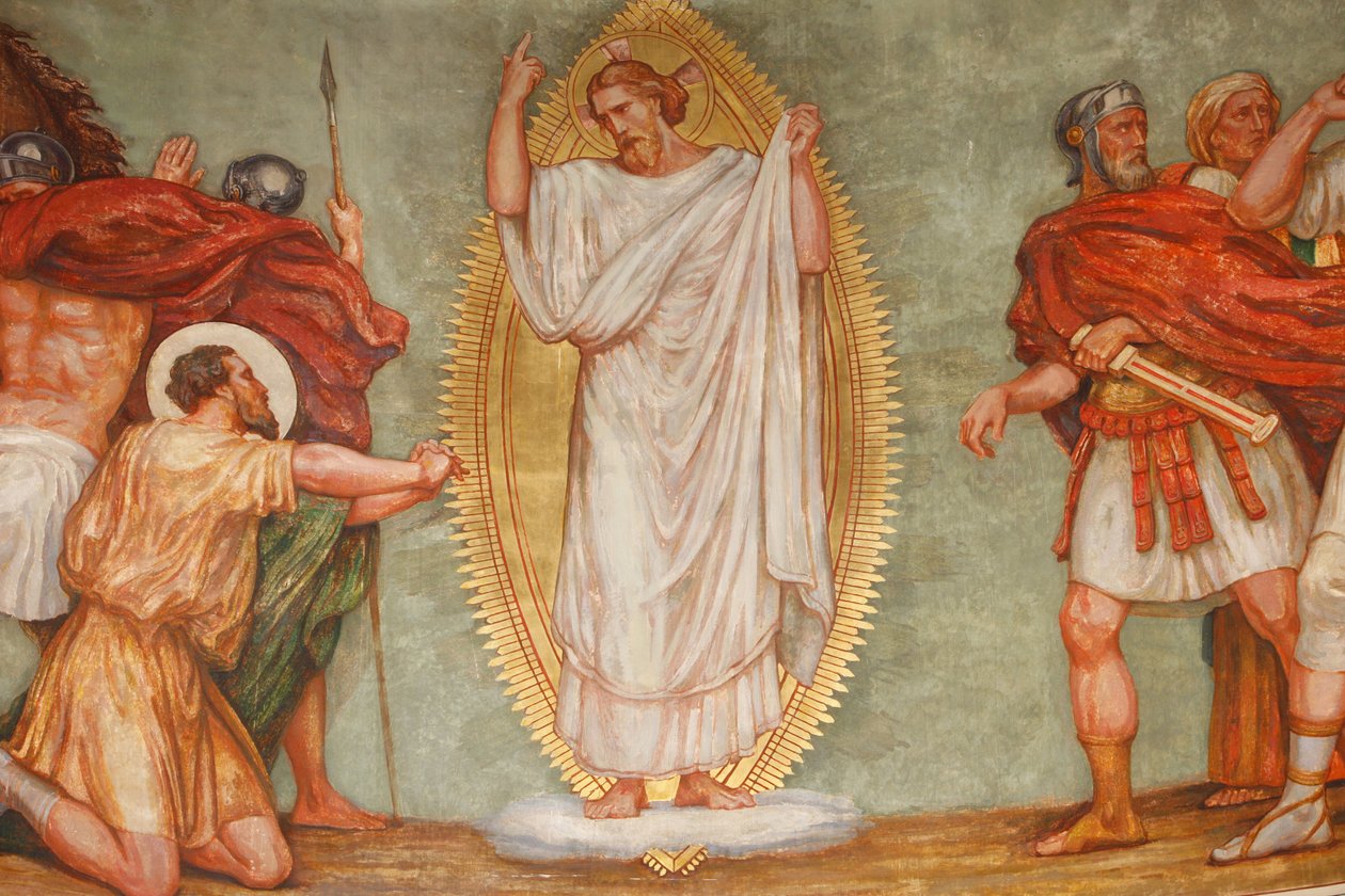 Fresco na igreja de São Paulo : A conversão de São Paulo, Lyon, França de Unbekannt