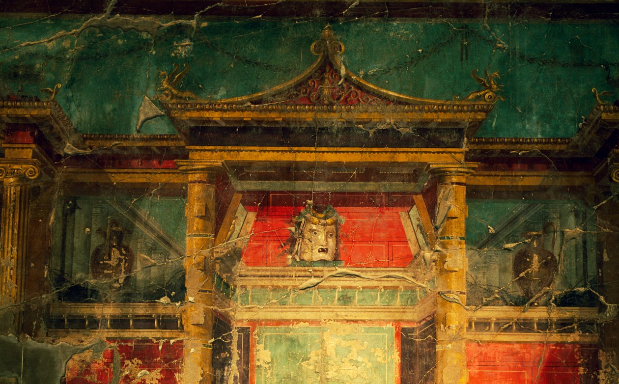 Fresco em salão, Villa Poppaea, zona arqueológica de Oplonti, Torre Annunziata (Lista do Património Mundial da Unesco). de Benjamin Baud