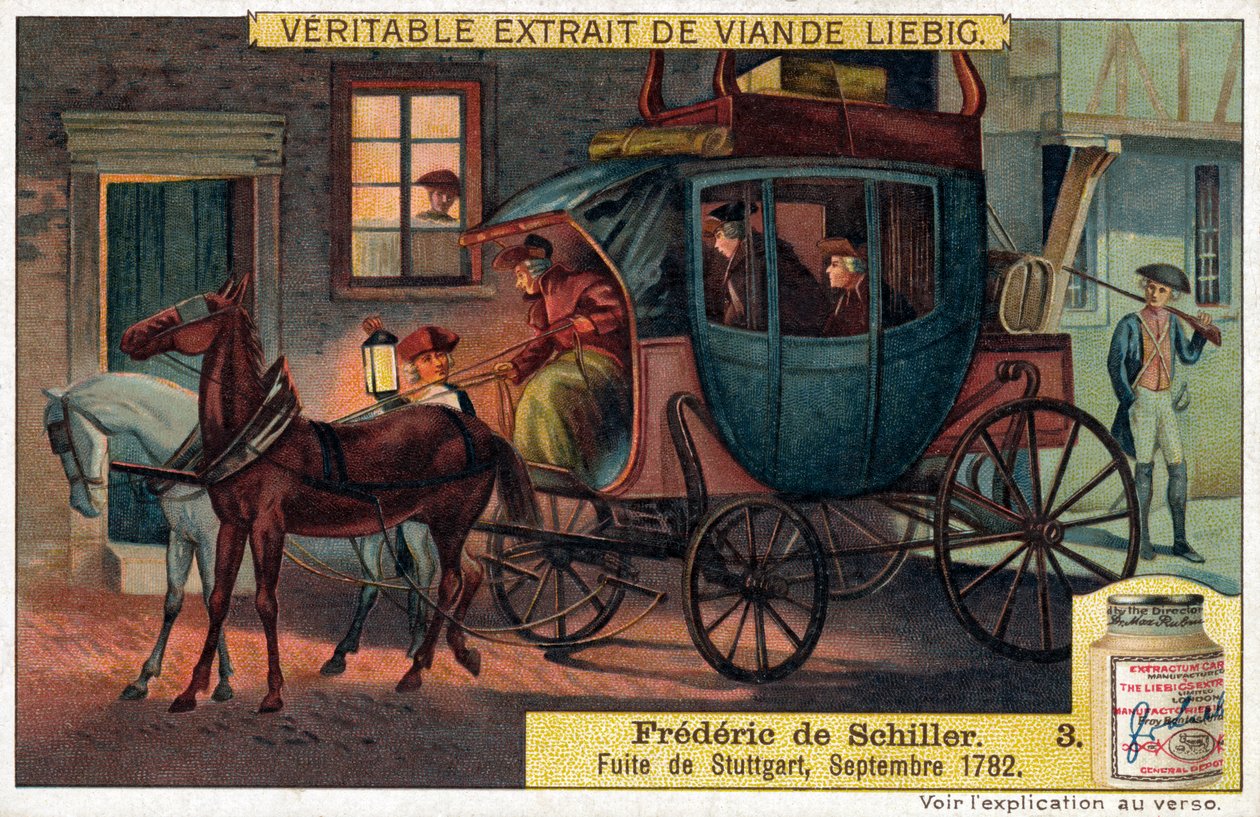 Friedrich Schiller-Vôo de Estugarda, setembro de 1782 (chromo) de Unbekannter Künstler