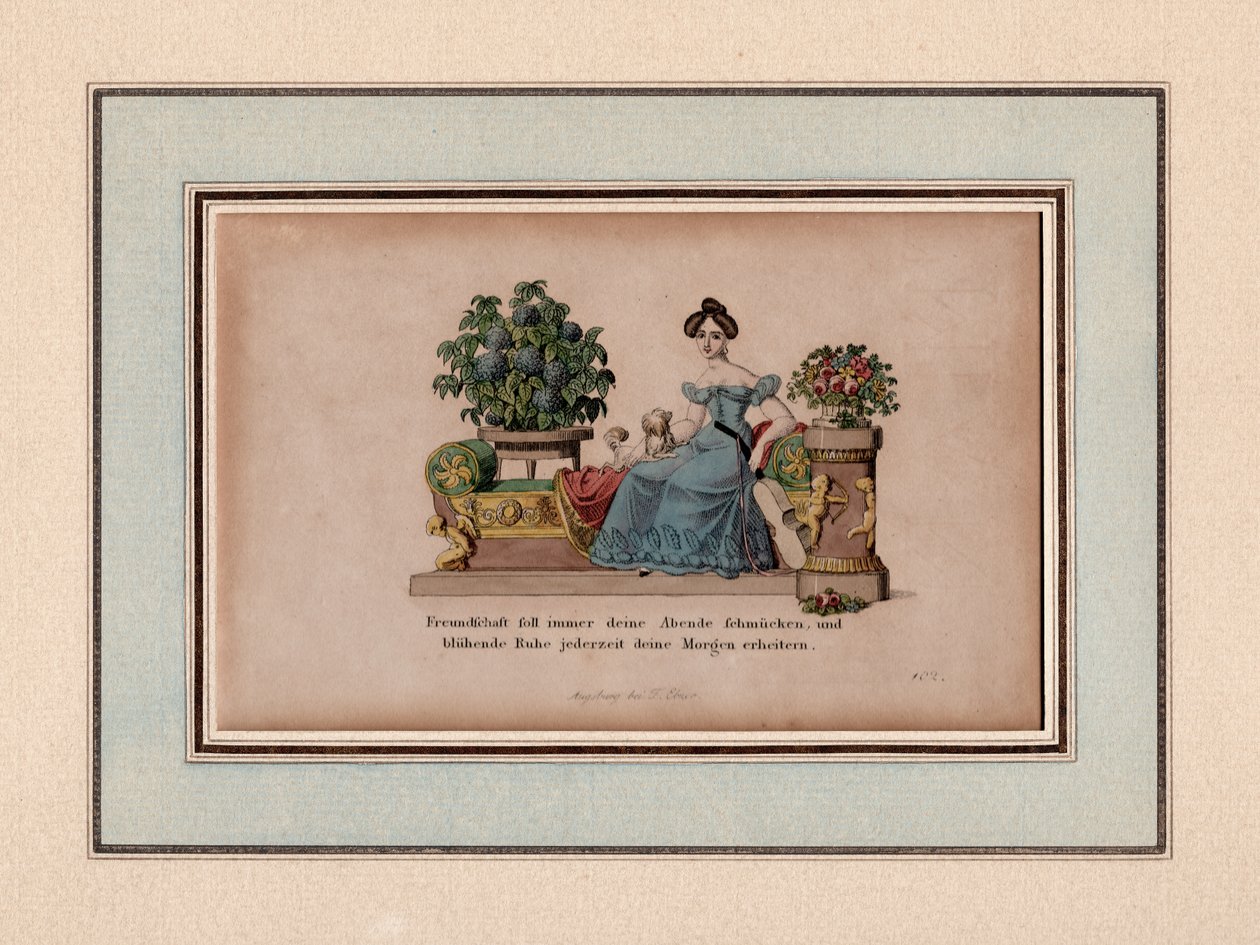 A amizade deve sempre adornar as suas noites, Augsburg, c.1830 (gravura) de Unbekannter Künstler